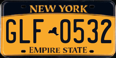 NY license plate GLF0532