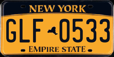 NY license plate GLF0533