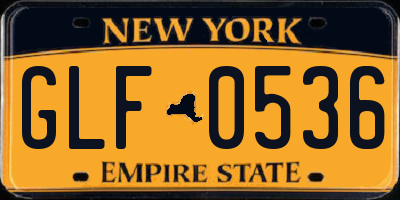 NY license plate GLF0536