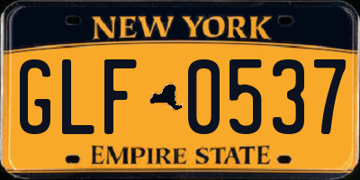 NY license plate GLF0537