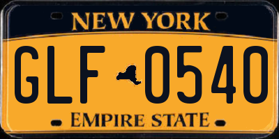 NY license plate GLF0540