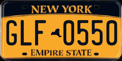 NY license plate GLF0550
