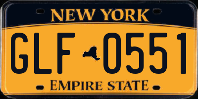 NY license plate GLF0551