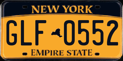 NY license plate GLF0552