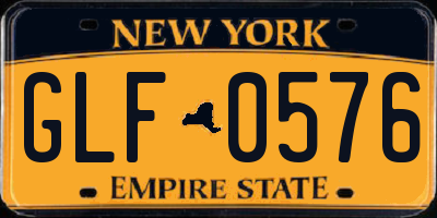NY license plate GLF0576