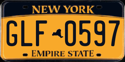 NY license plate GLF0597