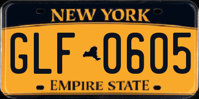 NY license plate GLF0605