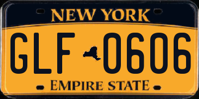 NY license plate GLF0606