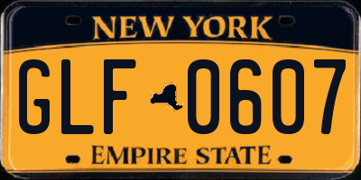 NY license plate GLF0607
