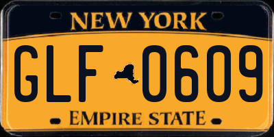 NY license plate GLF0609