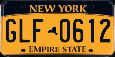 NY license plate GLF0612