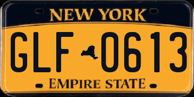 NY license plate GLF0613
