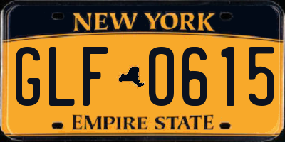 NY license plate GLF0615