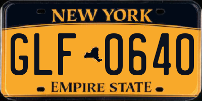 NY license plate GLF0640