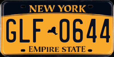 NY license plate GLF0644