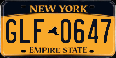 NY license plate GLF0647