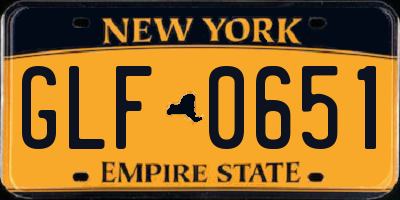 NY license plate GLF0651