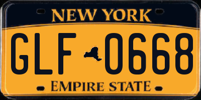 NY license plate GLF0668