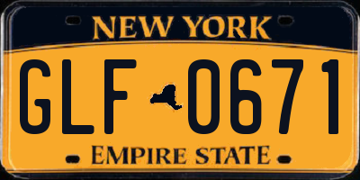 NY license plate GLF0671