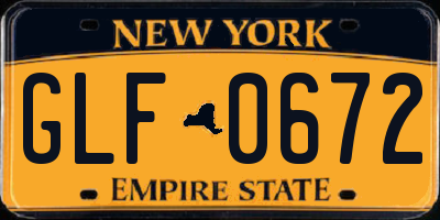 NY license plate GLF0672