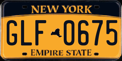 NY license plate GLF0675