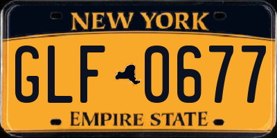 NY license plate GLF0677