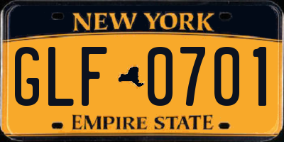 NY license plate GLF0701