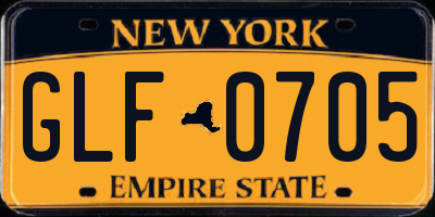 NY license plate GLF0705