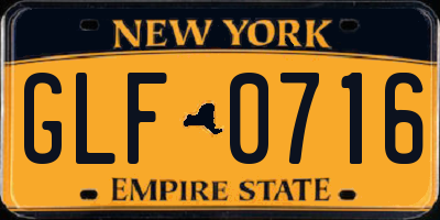 NY license plate GLF0716