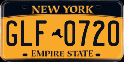 NY license plate GLF0720