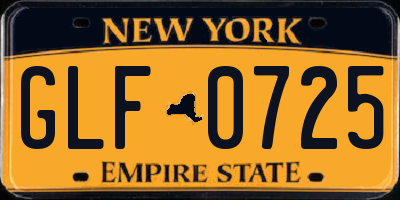 NY license plate GLF0725