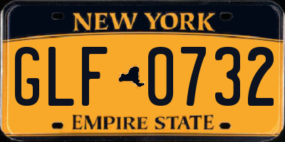 NY license plate GLF0732