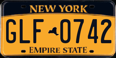 NY license plate GLF0742