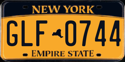 NY license plate GLF0744
