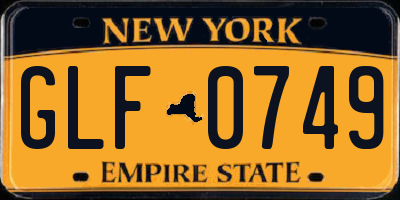 NY license plate GLF0749
