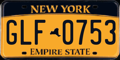 NY license plate GLF0753