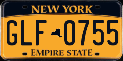 NY license plate GLF0755