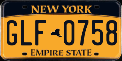 NY license plate GLF0758