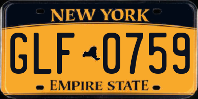 NY license plate GLF0759