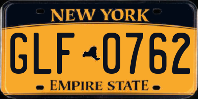 NY license plate GLF0762
