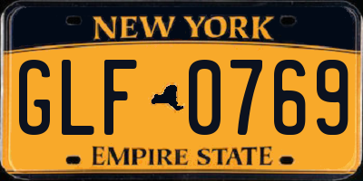 NY license plate GLF0769