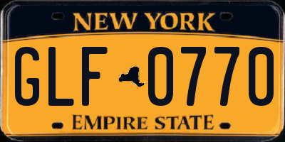 NY license plate GLF0770
