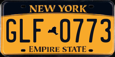NY license plate GLF0773