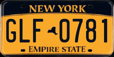 NY license plate GLF0781