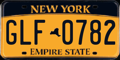 NY license plate GLF0782