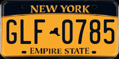 NY license plate GLF0785