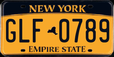 NY license plate GLF0789