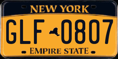 NY license plate GLF0807