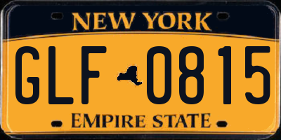 NY license plate GLF0815