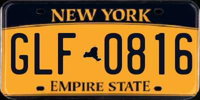 NY license plate GLF0816